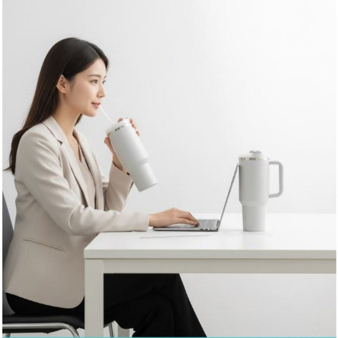 스탠리 호환 보온보냉 빨대 텀블러 세척솔 마개 세트 트라이탄, 1개, 591ml, 투명