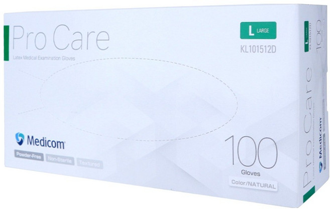 메디컴 프로케어 진료용 라텍스 장갑 100p, 아이보리, 대(L), 1개