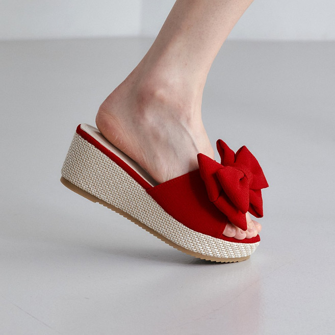 슈리오 여성 여름 데일리 웨지힐 슬리퍼 6cm