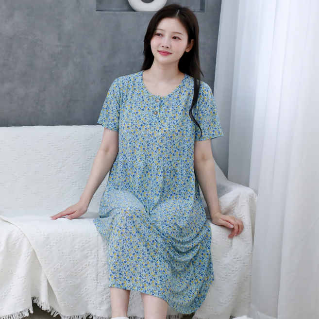 별별모아 여름 반팔 플라워 냉장고 원피스잠옷 홈웨어원피스