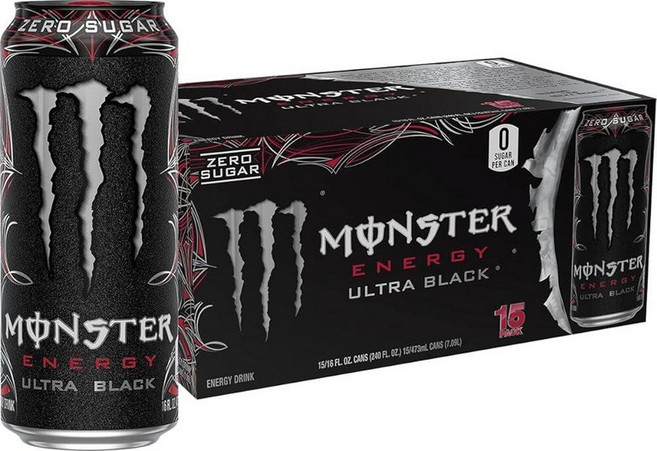 Monster Energy 울트라 블랙 무설탕 에너지 드링크 473.2ml16온스 15개 팩 217204, 15 Pack, Ultra Peachy Keen, 없음, 473ml