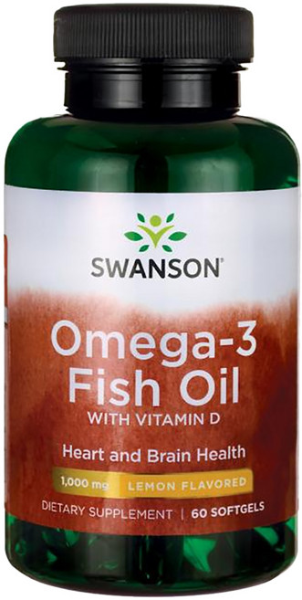 Swanson 斯旺森 Omega-3魚油軟膠囊 檸檬風味 1000mg, 60顆, 1罐