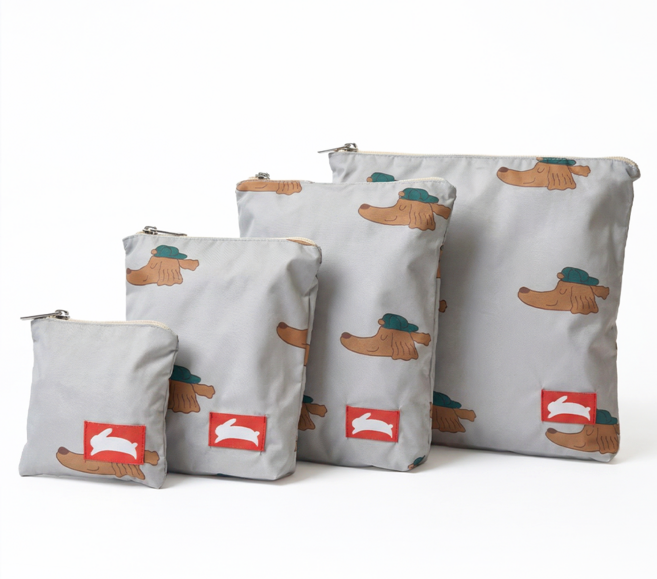 오우아스튜디오 어린이집 준비물 방수 파우치 4종 세트, 럭키 그레이