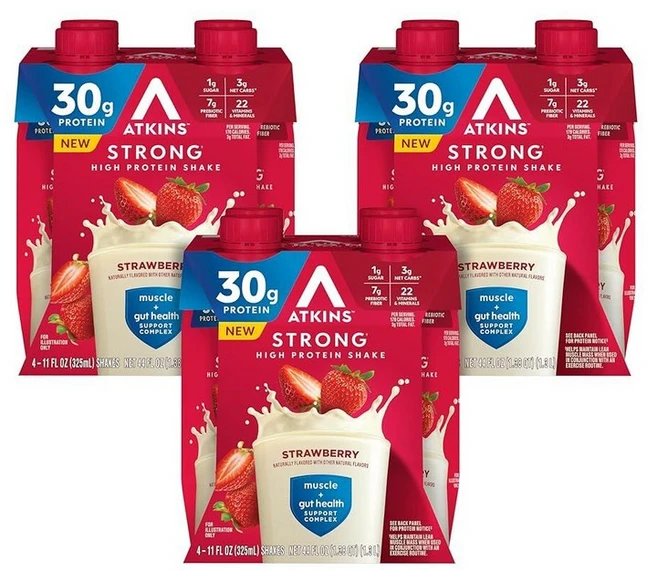 앳킨스 스트롱 밀크 초콜릿 하이 프로틴 쉐이크 325ml 12팩 240837, 11 액량온스 (12팩) - 쿠팡