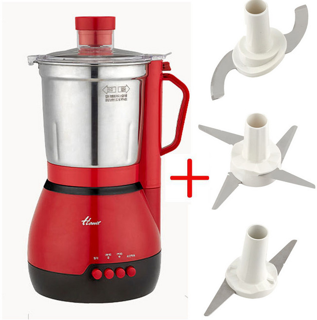 한일 대용량 레드스텐 분쇄믹서기(본체+칼날 3종+대용량 스텐 컨테이너), 한일 대용량 레드 스텐 분쇄믹서기