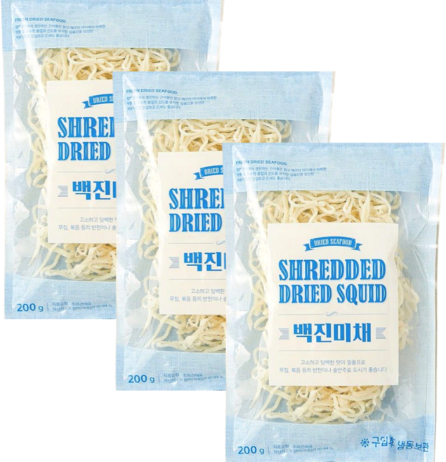 청해명가 백진미 오징어채, 3개, 200g