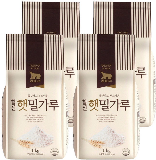 곰표 찰진 햇밀가루, 1kg, 4개