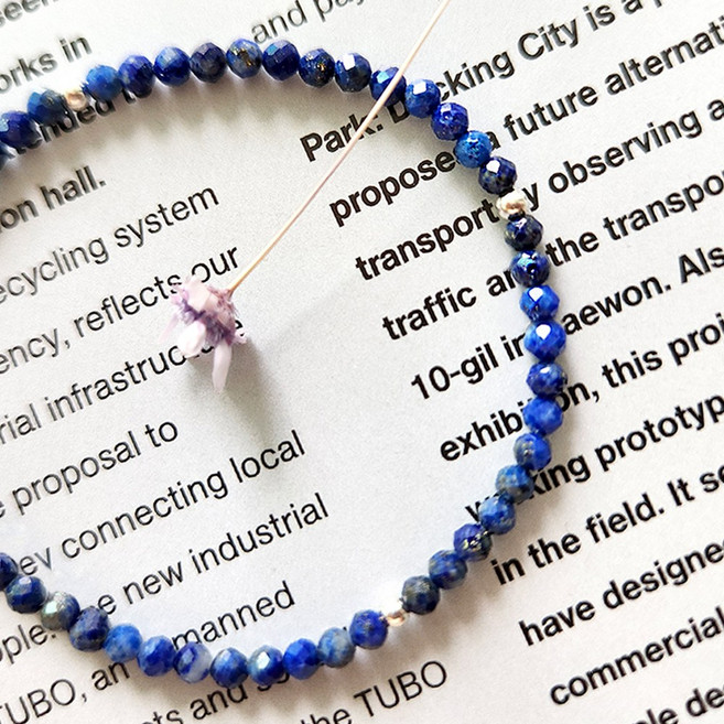 라피스라줄리 실버925 3mm컷팅 블루 여름 원석팔찌 [에브리데이윤]