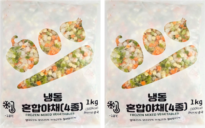 냉동 혼합야채 4종 한식 1kgx2개 야채믹스 양파 당근 감자 청피망 볶음밥 오므라이스 다양한활용, 1kg, 2개