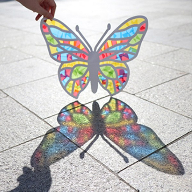 셀로판지 썬캐쳐diy 셀로판지 색깔놀이 칼라놀이, 나비+꽃