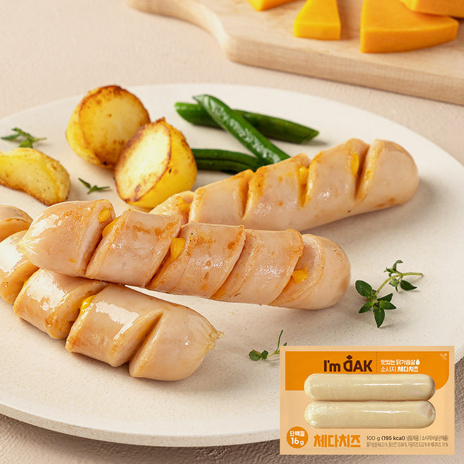 [아임닭] 맛있는 닭가슴살 소시지 체다치즈맛, 6개, 100g