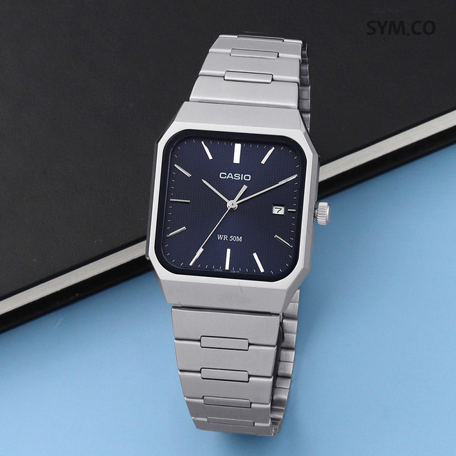 CASIO 카시오 MTP-B185D-2A1 빈티지 스퀘어 손목시계