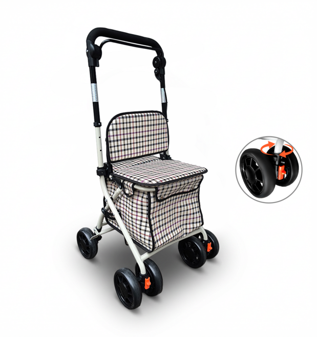 실버카 다용도 어르신 보행 보조차 미끄럼 방지 초경량 어르신용 할머니용 Bysen, 1개