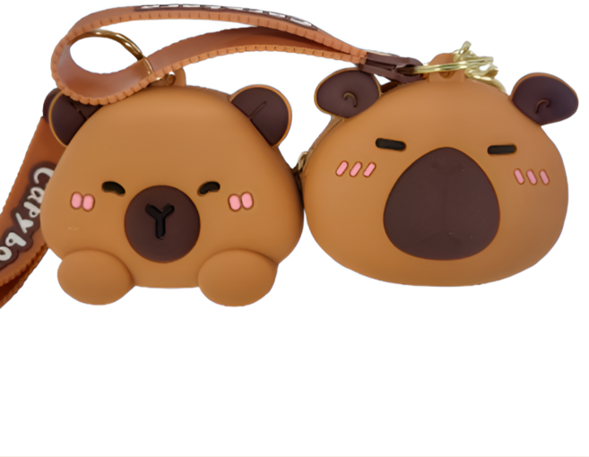 말랑말랑 귀염 카피바라 동전지갑키링, 앵그리브라운,스마일브라운, 1세트