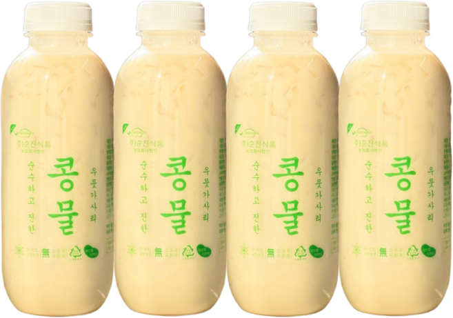 명품소이 맷돌로간 100%국산햇콩 무첨가 진한 우뭇가사리콩물, 4개, 500ml