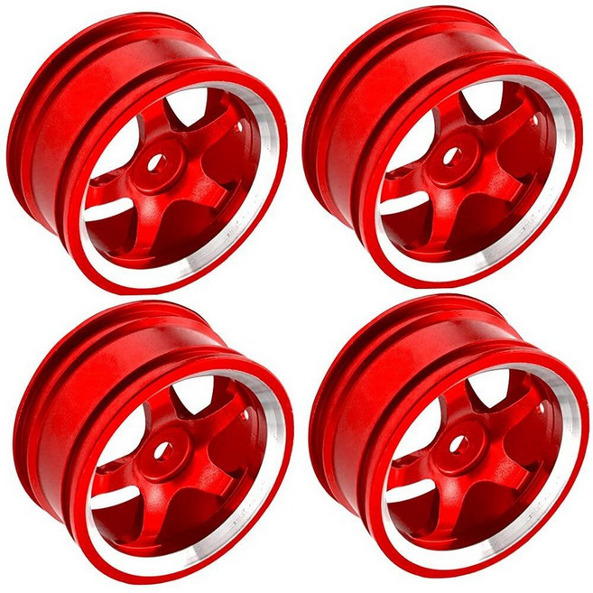 Vgoohobby 금속 휠 림 12mm 육각 허브 5스포크 너비 26mm 4개 1 10 타미야 쿄쇼 HSP HPI Traxxas RedCat Sakura 온로드 레이싱 투어링, 레드