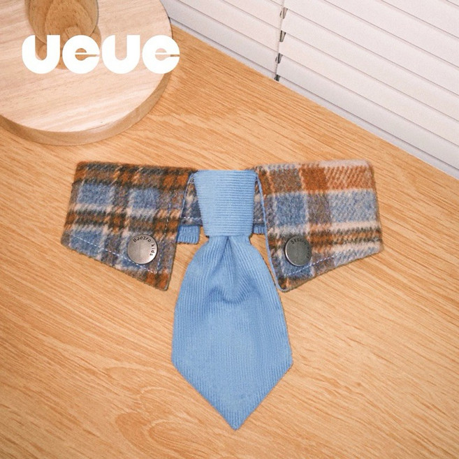 Ueue 寵物領帶 寵物領巾 狗狗領巾 貓咪領巾 紳士領帶, 1個, 藍色復古領帶,L