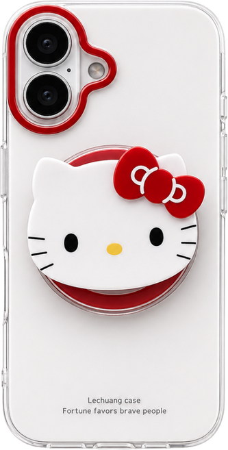 미모랜드 맥세이프 레드 키티 투명 케이스 + 입체 스마트톡 세트