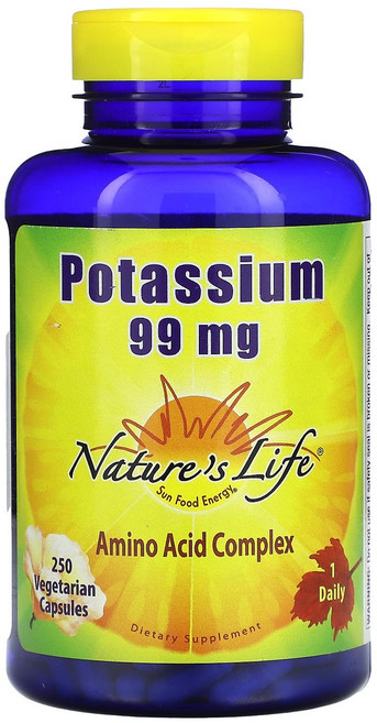 Nature's Life 칼륨 99mg 베지 캡슐 250정 Life (네이처스 라이프), Nature's Life, 칼륨, 99mg, 베지 캡슐, 1개
