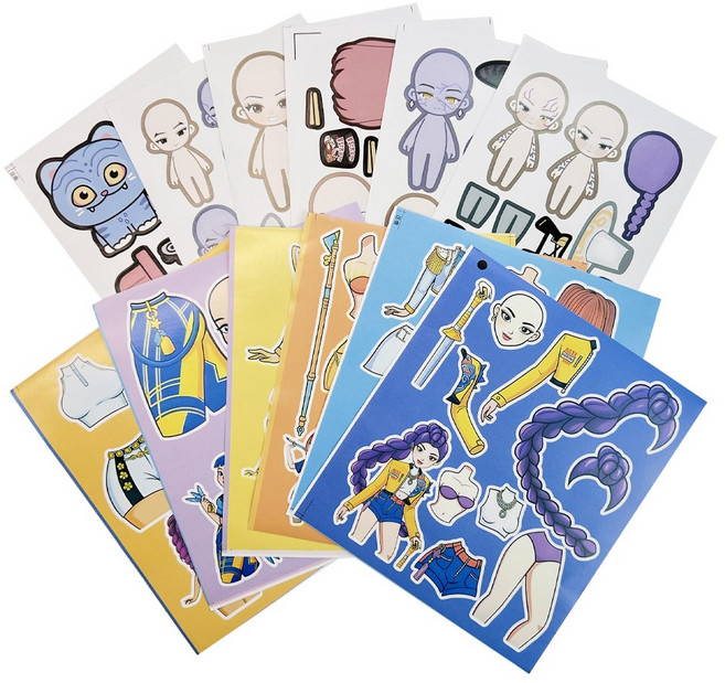 케이팝데몬헌터스 코디 스티커 12장 케데헌 굿즈 더피 호랑이 라푸유 캐릭터 종류스티커세트, 12매, S012