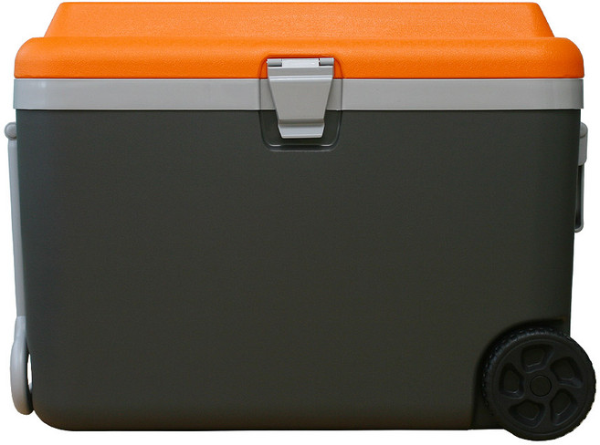 [CAMTEL] 대용량 캠핑 낚시 하드쿨러 아이스박스, 오렌지/그레이, 50L