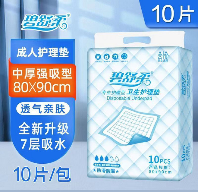 廠家直銷 輕薄超吸收成人護理墊 尿墊 防漏 看護墊 80x90 拋棄式產墊 隔尿墊, 1個, 體驗裝：80X90 10片