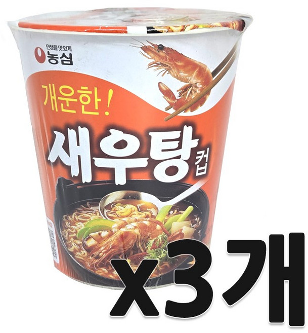 농심 새우탕 컵라면 소 67g, 3개