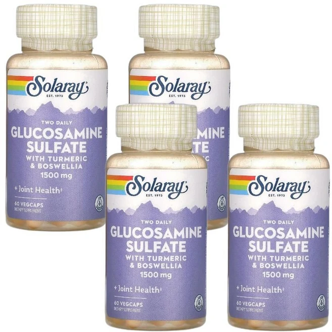 쏠라레이 글루코사민 황산염 강황 보스웰리아 함유 750mg 60 베지캡슐, 4개, 60정 - 쿠팡