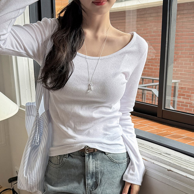 여성용 기본 티셔츠 베이직 무지 긴팔티 이너티 6color 7A8