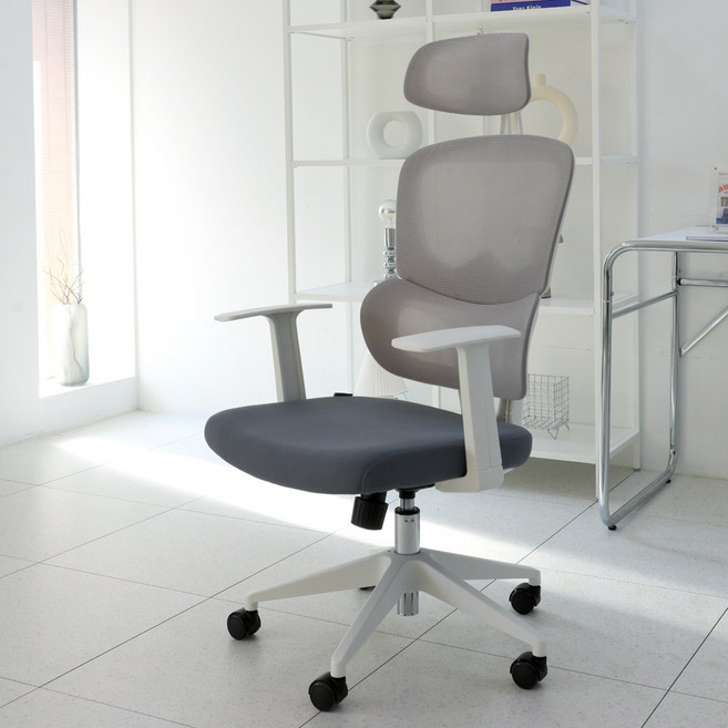 모닝글로리 M501 프리미엄 요추받침 학생 사무용 넓고 편안한 메쉬 의자, 그레이