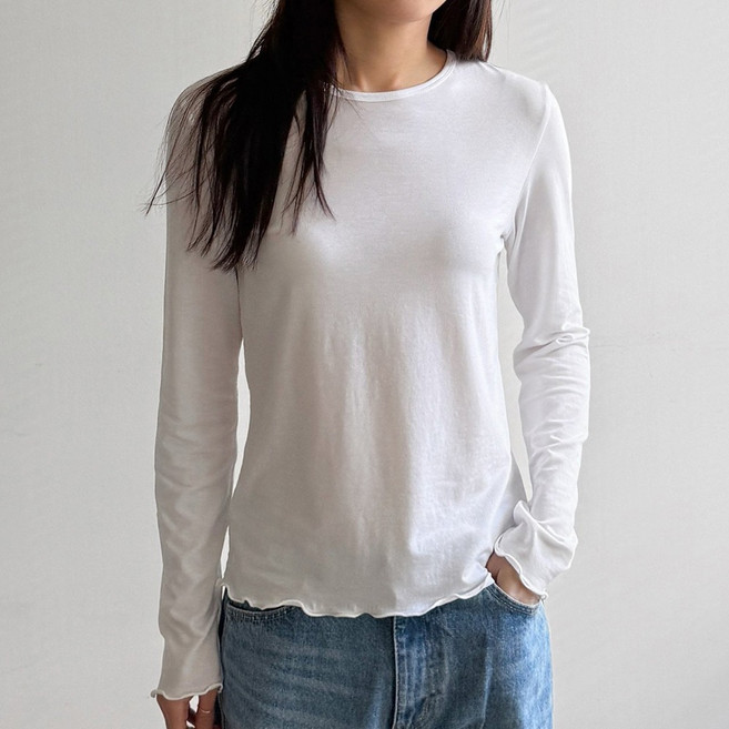 텐셀 코튼 레이어드티 얇은 긴팔 이너 티셔츠