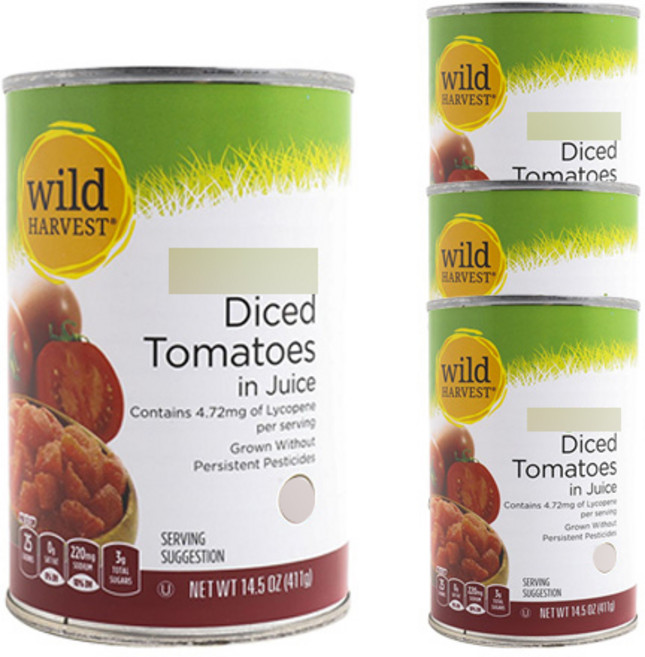 와일드하베스트 다이스드 토마토 인 주스 비건 글루텐 프리, 411g, 4개