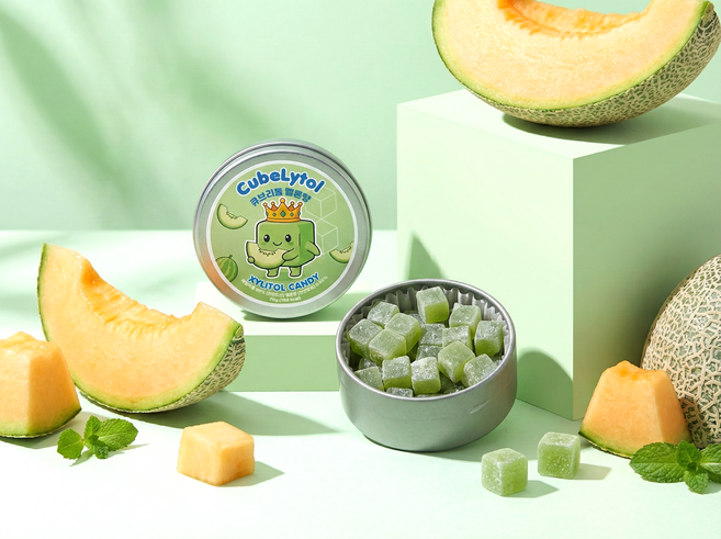 큐브리톨 자일리톨 캔디 무설탕 사탕 식후 입가심 메론향, 1개, 70g