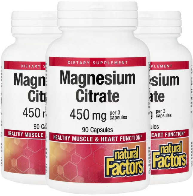 네추럴팩터스 마그네슘 시트르산 150mg 90캡슐 3개 Magnesium Citrate