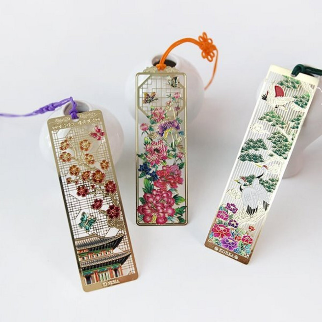 한국 전통 문양 금장 책갈피 [15종 외국인 친구 선물 기념품 답례품 한복 북마크 외국 한국적인 금속 북클립 독서굿즈], 13.중전한복, 13.중전한복, 1개