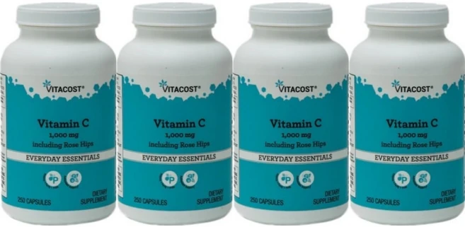 비타코스트 비타민 C 1000mg 로즈힙, 4팩, 250정, 250정 - 쿠팡