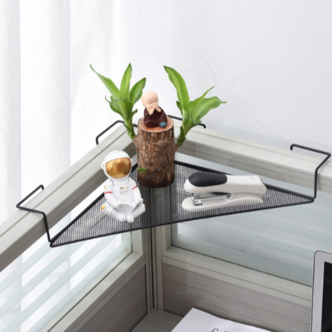 사무실 책상 정리 파티션 메탈 철제 코너 선반 진열대, 실버, 1개