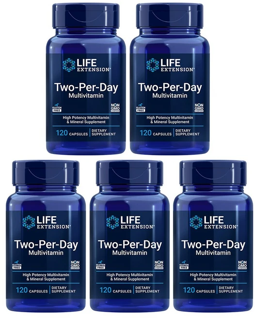 Life Extension 투퍼데이 Two Per Day 멀티 종합 비타민 120 캡슐, 120정, 5개 - 쿠팡