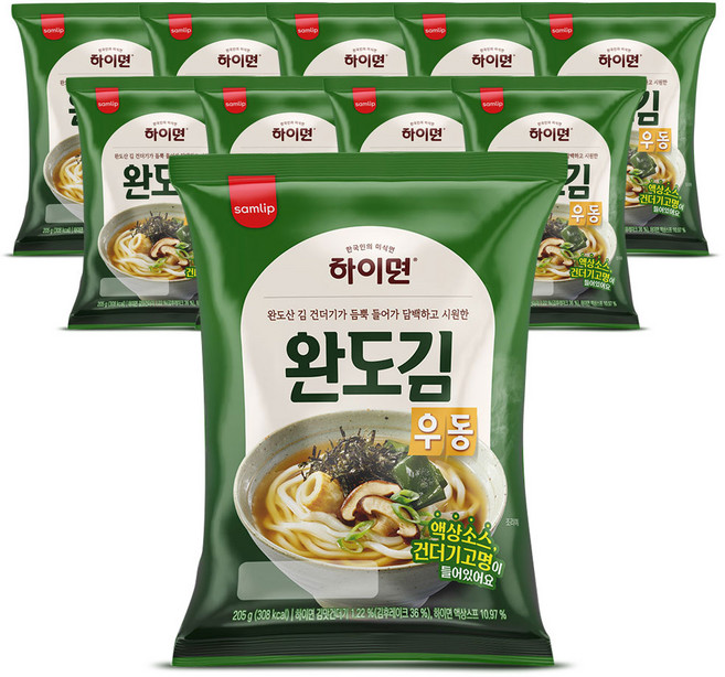 삼립 하이면 완도김우동 205g x 10봉, 10개
