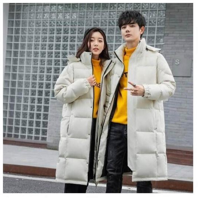 男女款中長版白鴨絨羽絨外套