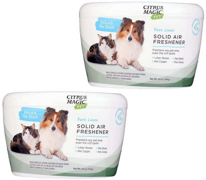 시트러스 매직 펫 냄새 흡수형 고체 공기 청정제 가정용 청정기용 상큼한 향 필수 반려동물 용품 8온스 3개입, Pure Linen, 20 Ounce (Pack of 2), 20 Ounce (Pack of 2)
