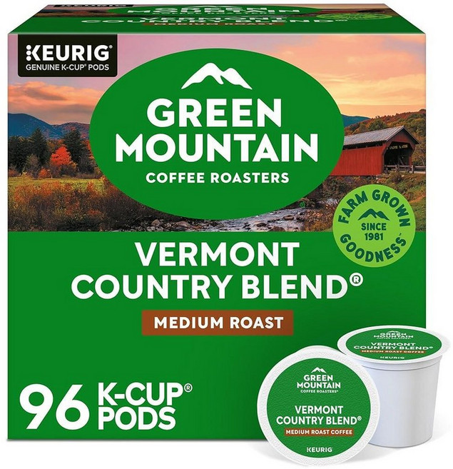 Green Mountain Coffee Roasters Nantucket Blend 1인용 큐리그 K컵 포드 미디엄 로스트 커피 24개, 컨트리 블렌드_96개 (1팩), 1개