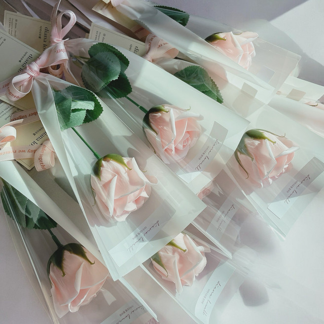 디아나로웰 장미 비누꽃 한송이 해바라기 꽃다발 졸업식 스승의날 교회 행사 유치원 어린이집 단체 주문, 1개, 핑크