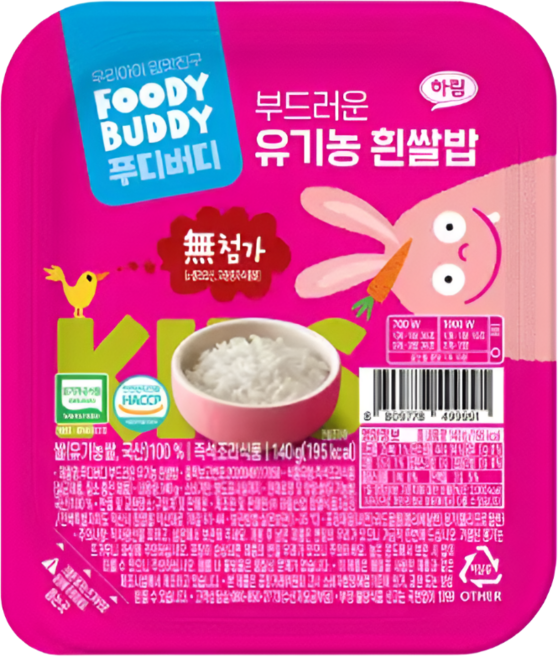 푸디버디 부드러운 유기농 쌀밥, 140g, 18개