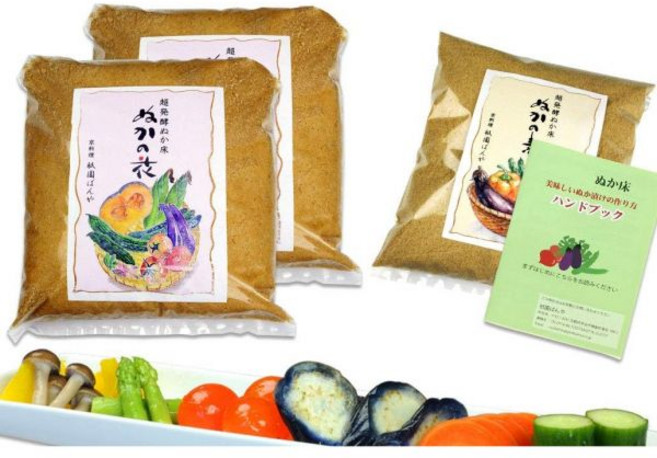 조미료 기온반야 누카코다 무첨가 누가와 함께 먹을 수 있는 누가절임 반년 이상 숙성된 누카의 꽃 900g, 쌀겨 꽃 2개 + 추가 쌀겨, 1개