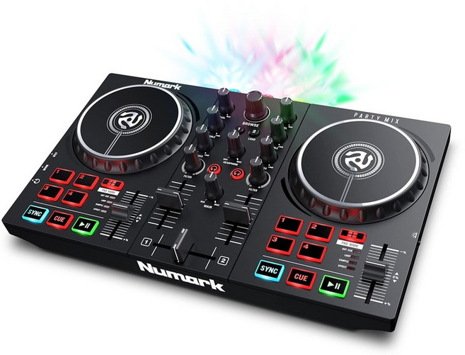 Numark DJ 컨트롤러 초보자용 DJ 장비 Serato DJ Lite 부속 iPhone djay Pro AI 대응 iOS 스트리밍 LED 라이트 탑재 오디오 인터페이스 내장 휴대용 DJ 믹서 뉴마크 Party Mix II, 상세페이지 참조