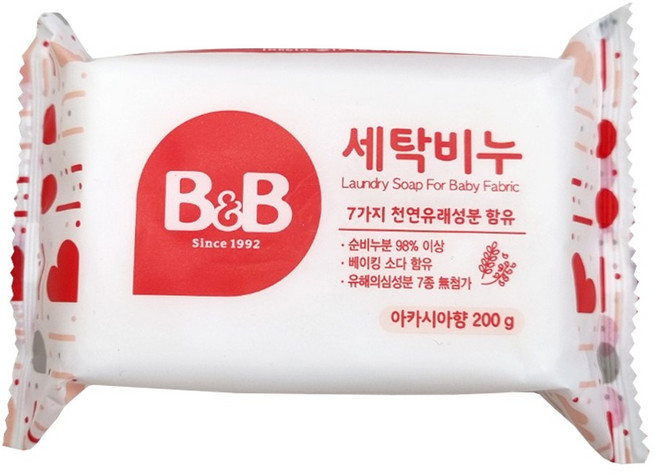 비앤비 유아의류용 세탁비누 아카시아향, 200g, 1개