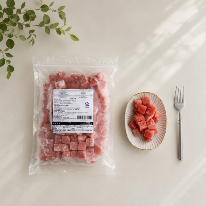 선인 씨없는 냉동 수박 다이스, 1개, 1kg