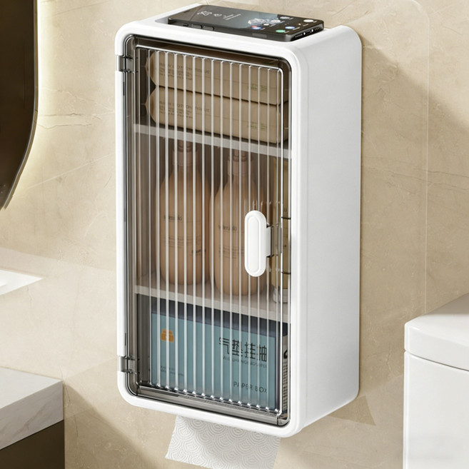 다기능 무타공 화장실 벽 부착형 선반 수납장 정리함 YSSNG01, 1개, 화이트