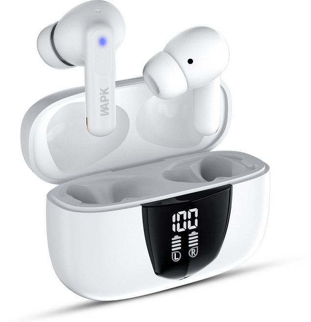 와피크 노이즈캔슬링 무선 블루투스 이어폰 RS1 C타입 커널형, 화이트, 화이트